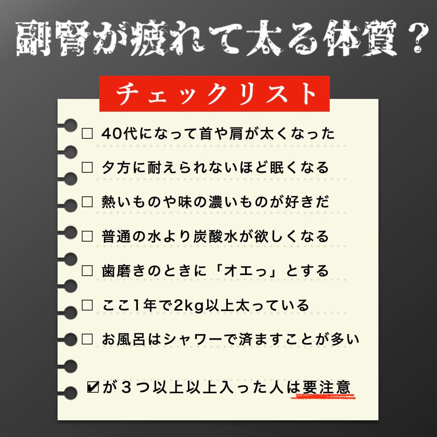“副腎疲労のチェック表”