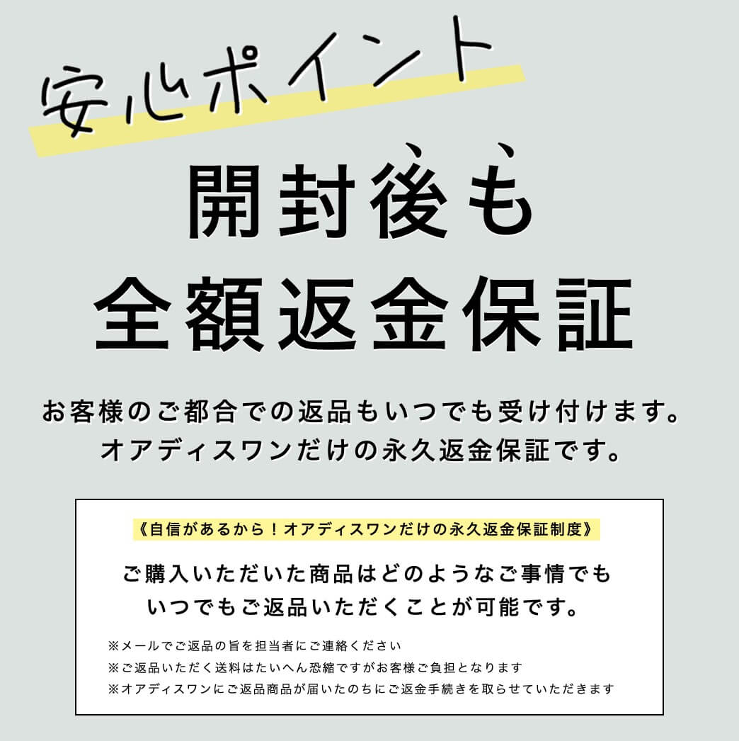 サプリメント開封後も全額返金保証