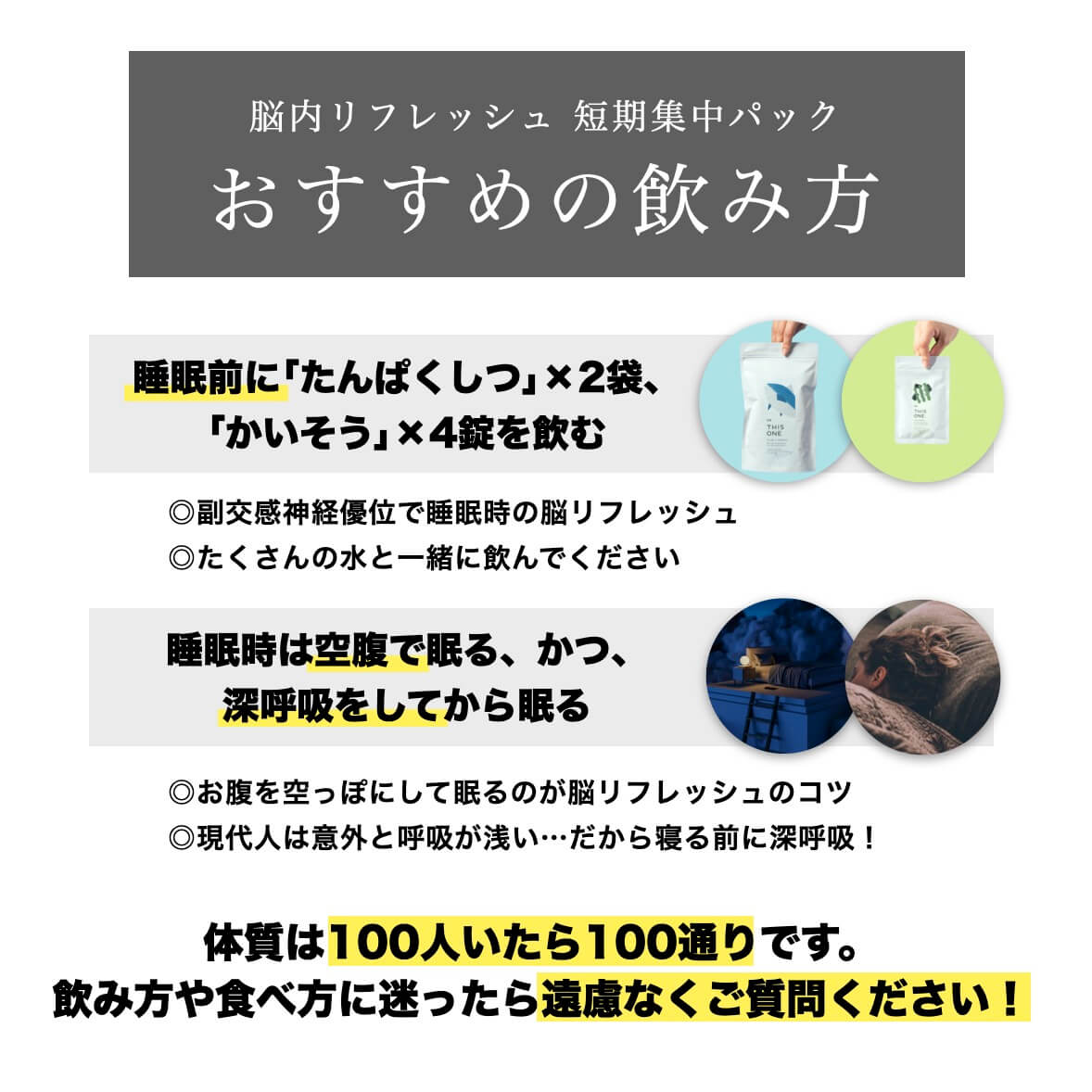 脳内リフレッシュ 短期集中パック
おすすめの飲み方れ