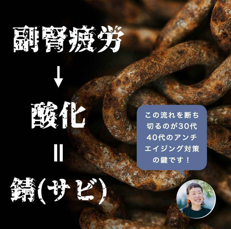 副腎疲労から酸化＝錆が発生する