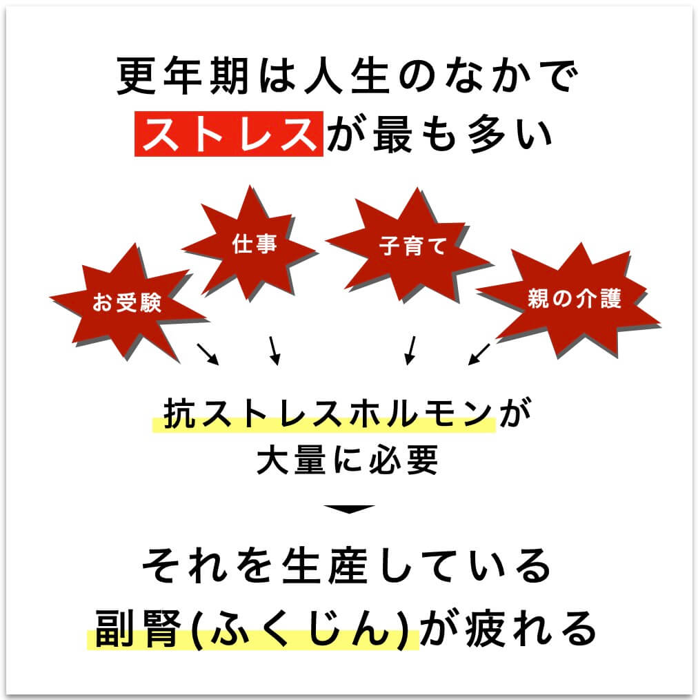 ストレスで副腎が疲れている図