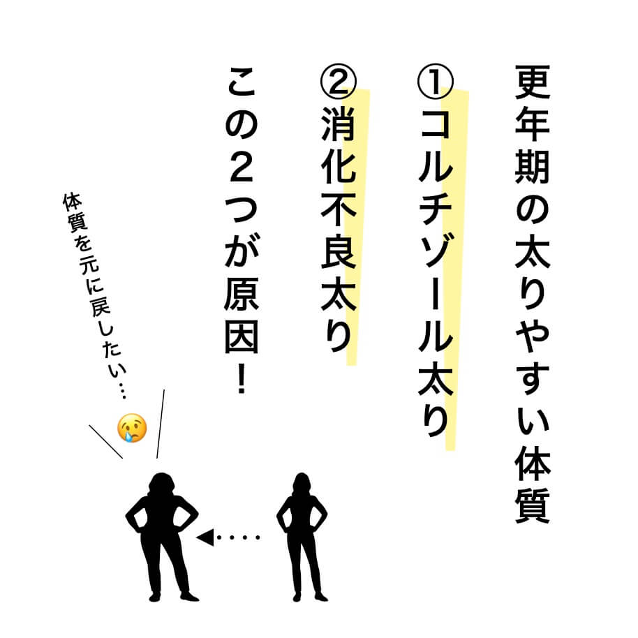 更年期の太りやすい原因２つ