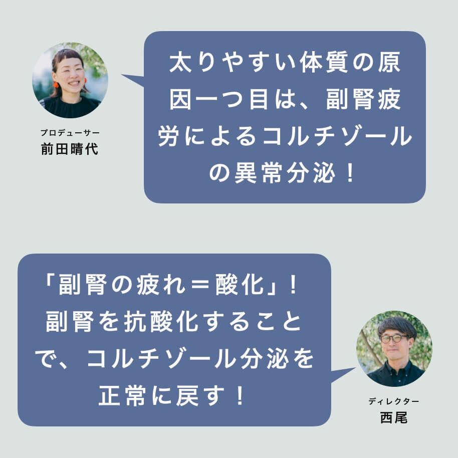 太りやすい体質原因１つ目について話すスタッフ