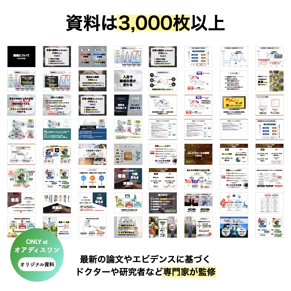 更年期専門店オアディスワンが作成した3000枚以上のオリジナル資料イメージ