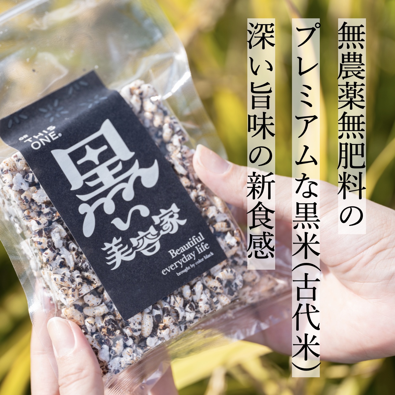 和歌山で育った無農薬無添加の黒米をつかった美味しいポン菓子のイメージ